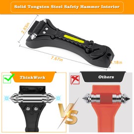 THINKWORK Car Window Breaker, Glass Breaker, Window Breaker Seatbelt Cutter, 2-in-1 Car Safety Hammer with One Second Emergency Glass Hammer, Safety Emergency Car Escape Tool for Car, Office, Home