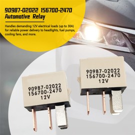 SIDMILE 2 Pack 90987-02022 156700-2470 Automotive Relay 12VDC 30A 4-Pin for Headlights, Fuel Pumps, Cooling Fans & More