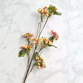 Factory Direct Craft Cream and Pink Artificial Hypericum Berry Spray