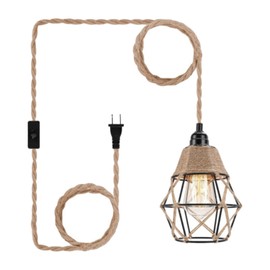 B Baosity Plug in Pendant Light, Hanging Lights with 10.5ft Cord, Industrial Pendant Light Fixtures for Bedroom, Kitchen, Dining Hall, E26/E27 Base, Style A