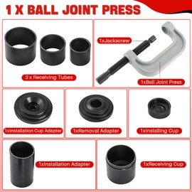 DASBET Ball Joint Removal Tool Kit | Ball Joint Press & U Joint Removal Kit Heavy Duty Ball Joint Press Fits Most 2WD and 4WD Cars Light Trucks 10PCS Ball Joint Service Tool Bushing Press Kit (Red)