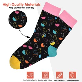 HYCLES Easter Socks for Women Print Easter Novelty Crew Socks Cartoon Egg Cute Socks for Easter Party Gift
