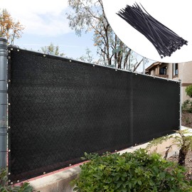 Royal Shade Custom Size 6' x 15' Black Fence Privacy Screen Windscreen Cover Netting Mesh Fabric Cloth - Cable Zip Ties Included (We Make Custom Size)