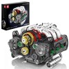 Mould King Flat Engine Building Sets, V8 Model Engine Kit for Adults, Mini Engine Scale Model with Motor, 10181 STEM DIY Building Kits That Works, Blocks Toys for Boys Kids Aged 14+ (2375 Pieces)