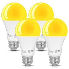 Simba Lighting LED Bug Non-Attracting Yellow Bulb ETL Listed 9W 60W Equivalent (4 Pack), Great for Outdoor Porch Light, Patio, Security, Night Light, Amber Warm Light, Standard A19 Shape E26 Base