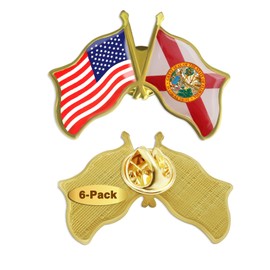 6/ Pack-American State Florida Flag Lapel Pins Bulk -1.5” United States America US USA FL Badge For Men Women Patriotic Souvenir