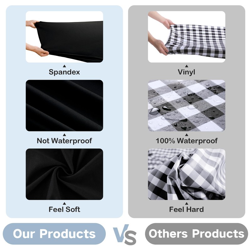 Wolkemer Fitted Oval Tablecloth Spandex Stretch Black Cocktail Table Cover