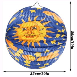 JAHEMU Lantern with Colourful Motifs, Paper Lantern, Round Paper Lantern, Birthday Paper Pompoms, Decoration for St. Martin, Christmas, Lantern Parade for Children, Pack of 4