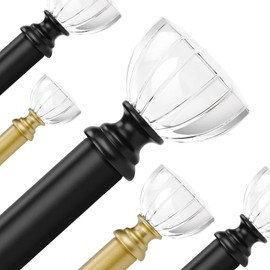Lepushom 1 Inch Diameter Single Window Rods 1 Pack, Adjustable Curtain Rod 43 to 66 Inches, Black Single Window Rod, Decorative Drapery Rods With Acrylic Crown Finials