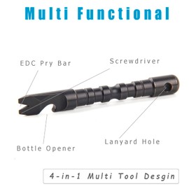 Hamans Titanium Alloy EDC Pry Bar with Bottle Opener Screwdriver Function Multi Tool (Black)