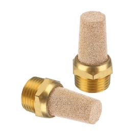 PATIKIL Brass Pneumatic Exhaust Muffler NPT 3/8, 3 Pack Sintered Bronze Air Compressor Muffler Fitting Flat Air Solenoid Valve Muffler for Automation Pneumatic Equipment, Golden