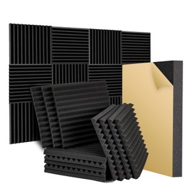 36 Pack Acoustic Foam Panels 12" X 12" X 2" Studio Foam Wedges with Self-Adhesive SoundProof Wall Foam Panels of High Density Fast Expand for Home Studio-Black