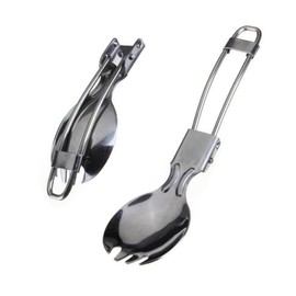 XingCRYao Foldable Cutlery Set, 2 Pcs Stainless Steel Spork, Knife and Spoon, Lightweight for Camping, Hiking, Outdoor Activities