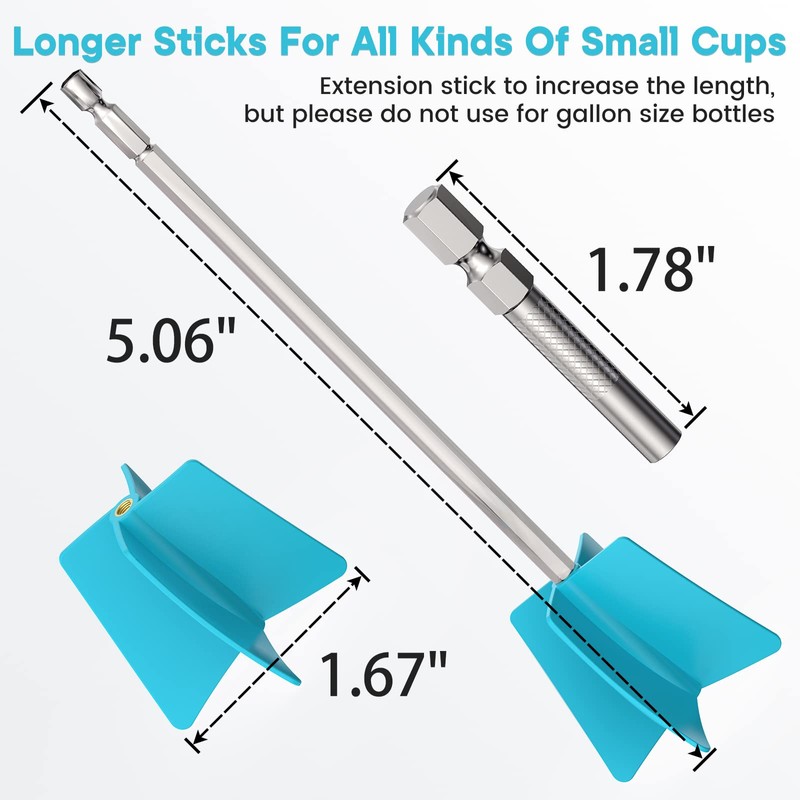 JANCHUN 6 Reusable Long Resin Mixer Paddles Fit for All