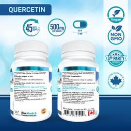 Quercetin Supplement 500 mg Extra Strength. 60-Day Supply, 120 Vegan Capsules