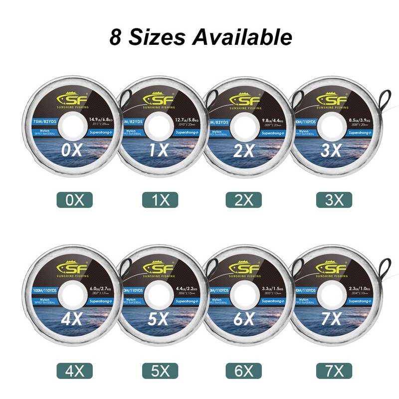 SF Clear Monofilament Nylon Tippet Line Fly Fishing Tippets Leaders