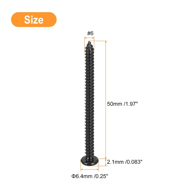 sourcing map #6 x 2" Phillips Pan Head Self-tapping Screw,