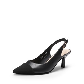 DREAM PAIRS Zapatos de Tacón Aguja Bajos para Mujer con Puntera Puntiaguda,Size 24.0 cm,Todo Negro,SDPU2444W-1