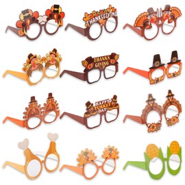 BOXOB 24pcs Turkey Glasses, Fall Thanksgiving Party Favors, Thanksgiving Glasses Autumn Theme Thanksgiving Photo Prop for Thanksgiving Day Eyeglasses