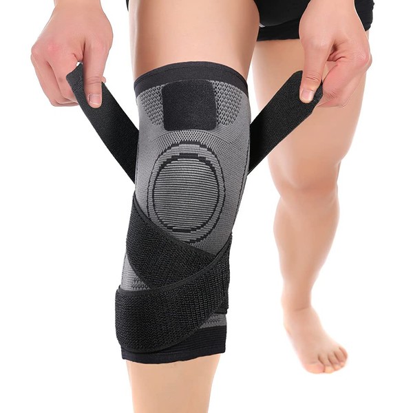 NuCamper Genouillère pour la douleur arthritique, manchon de compression réglable pour hommes, femmes, soulagement de la douleur, genouillère pour la récupération des blessures (XL, Noir)