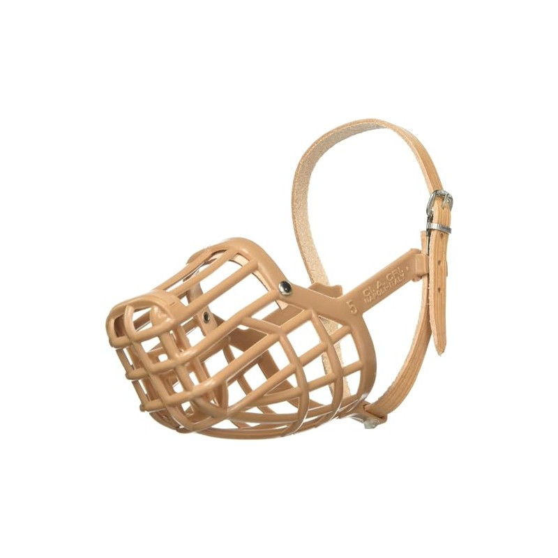 OmniPet Leather Brothers Italian Basket Dog Muzzle, Adjustable Secure Fit,