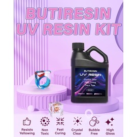 ButiResin 500g UV Resin, UV Resin Clear - Fast Curing, Crystal Clear, Odourless, Low Viscosity & Hard Type, UV Resin Kit for DIY Jewelry Making, Casting, and Coating Crafts