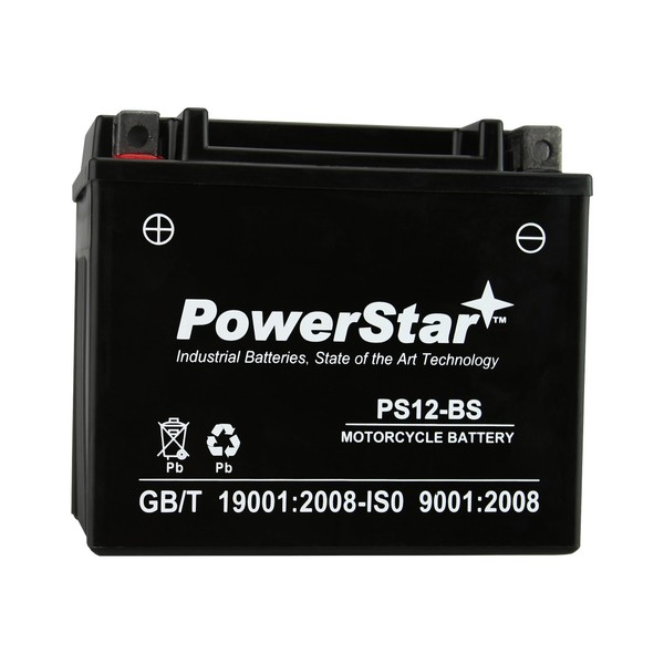 PowerStar YTX12-BS Motorcycle Battery Compatible with Vespa LX 150 2008 to 2014