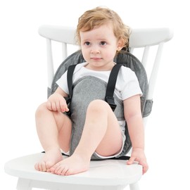 Baby Chair Safe Seat with Adjustable Strap, Portable Baby High Chair Harness Safe Seat for Travel/Home/Feeding/Shopping, Infant Seat with Safety Harness - Grey
