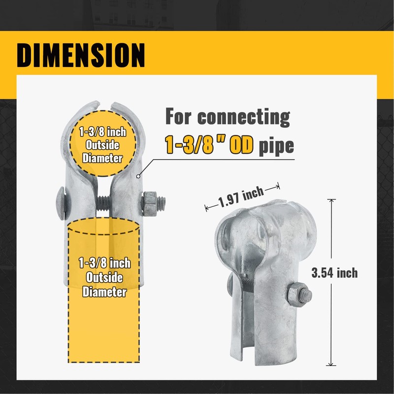 VIVIDA 1-3/8" End Rail T Clamps, Chain Link Fence T