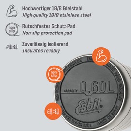 Esbit Thermobehälter Majoris für Essen - Warmhaltebehälter 600 ml in Edelstahl - aus Edelstahl für warme und kalte Speisen