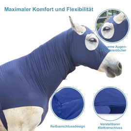 Gallopoff Neck Piece Eczema, Chest Protection Horse Blanket, Horse Neck Cover, Shoulder Protection for Horses, Stretch Hood with Zip and Full Face Neck Cover