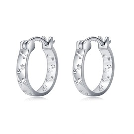 NIFUNAO Paw Print Earrings Hoop Earrings for Women 925 Sterling Silver Dog Earrings Small Huggie Earrings Paw Print Jewelry for Dog Lover