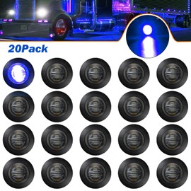 ALFU 20pcs Blue 3/4" Round LED Trailer Side Marker Clearance Lights Front Rear Signal Marker Indicators Tail Light Waterproof for Boat Lorry Truck Pickup Bus RV Car Bus Van