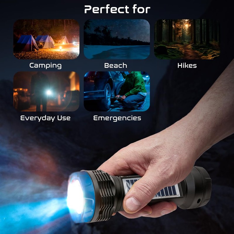 Solar Rechargeable Emergency Flashlight (Silver)
