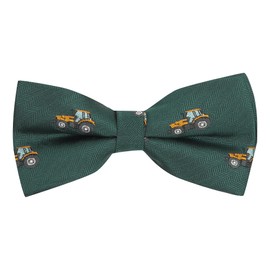 King & Priory Dark Green Herringbone Embroidered Tractor Bow Tie