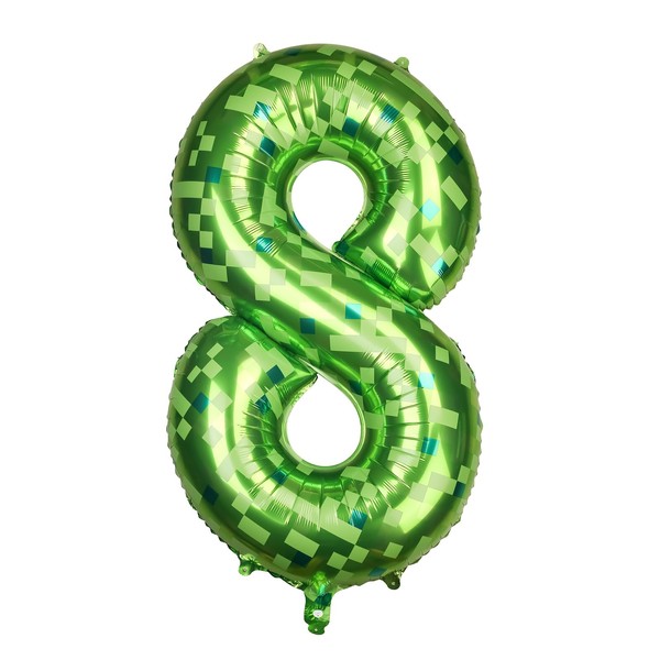 40 Inch Giant Green Pixel Number 0-9 Foil Balloons, Large