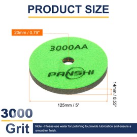 HARFINGTON Diamond Sponge Polishing Pads 5" Dia 3000 Grit Emery Sand Fiber Polishing Pad Wet Use Buffing Pad for Stone Concrete Marble Grinder Polisher Buffing Wheel, Green Dark Green