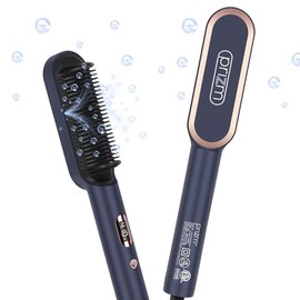 Prizm - Cepillo alisador de cabello, calentamiento rápido en 20 segundos, iones negativos para alisar el cabello con menos encrespamiento, 4 ajustes de temperatura y pantalla LED, diseño antiescaldado