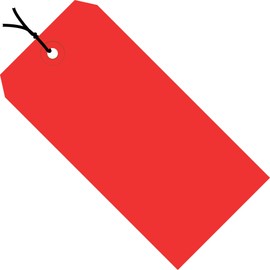 Aviditi Strung Shipping Tags, 4 3/4" x 2 3/8", 13 Pt, Red, with Reinforced Eyelet, to Identify Or Address Items That Cannot be Labeled and to Color Code Shipments, Case of 1000