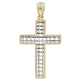 Charm America - Gold Diamond-cut Cross Pendant, 14 Karat Solid Gold