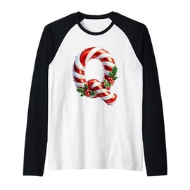 Merry Candy Cane Q Christmas Spirit Raglan Baseball Tee