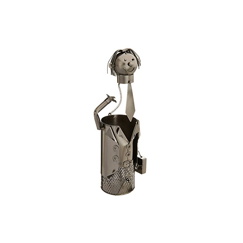 WINE BODIES Business Man Metal Wine Bottle Holder, Charcoal