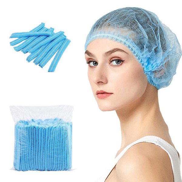 200 PCS Disposable Nonwoven Bouffant Caps Hair Net Cap Free