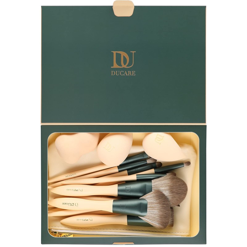 DUcare DUcare Makeup Brushes 14-piece Set with 3 Makeup Sponges,