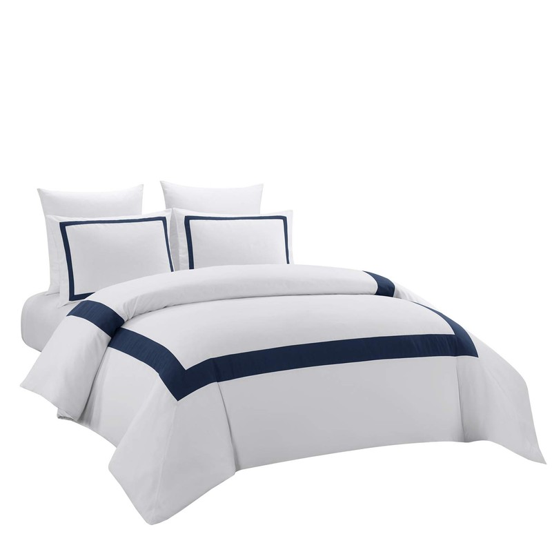 OSVINO 3 Pieces Microfiber Simple Line Style Duvet Cover and