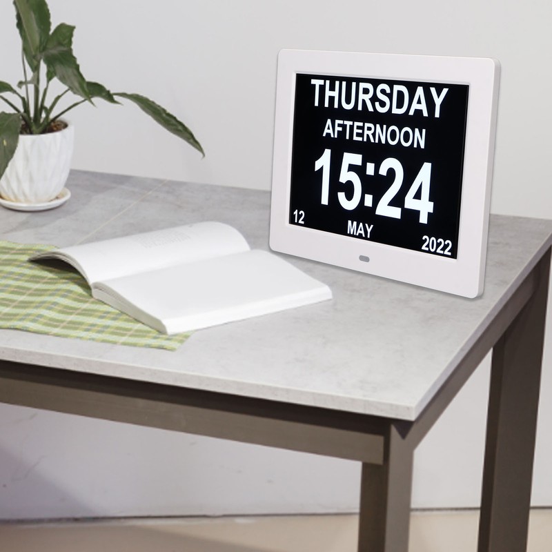8in Digital Alarm Clock Photo Frame 800x600 Large Font Adjustable