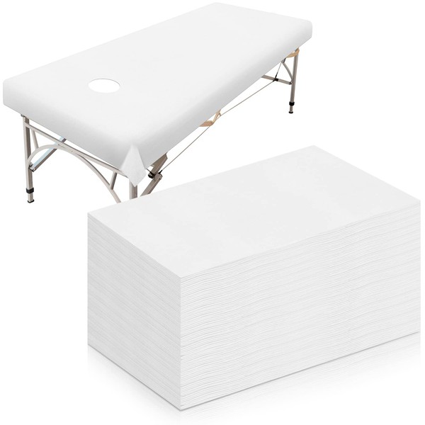 30 Pieces Massage Table Sheets 31 x 79 Inches Large Disposable Bed Table Cover Spa Bed Covers Non-woven Massage Table Cover Flat and Fitted Sheets for Massage Table Waterproof Bed Cover (White)