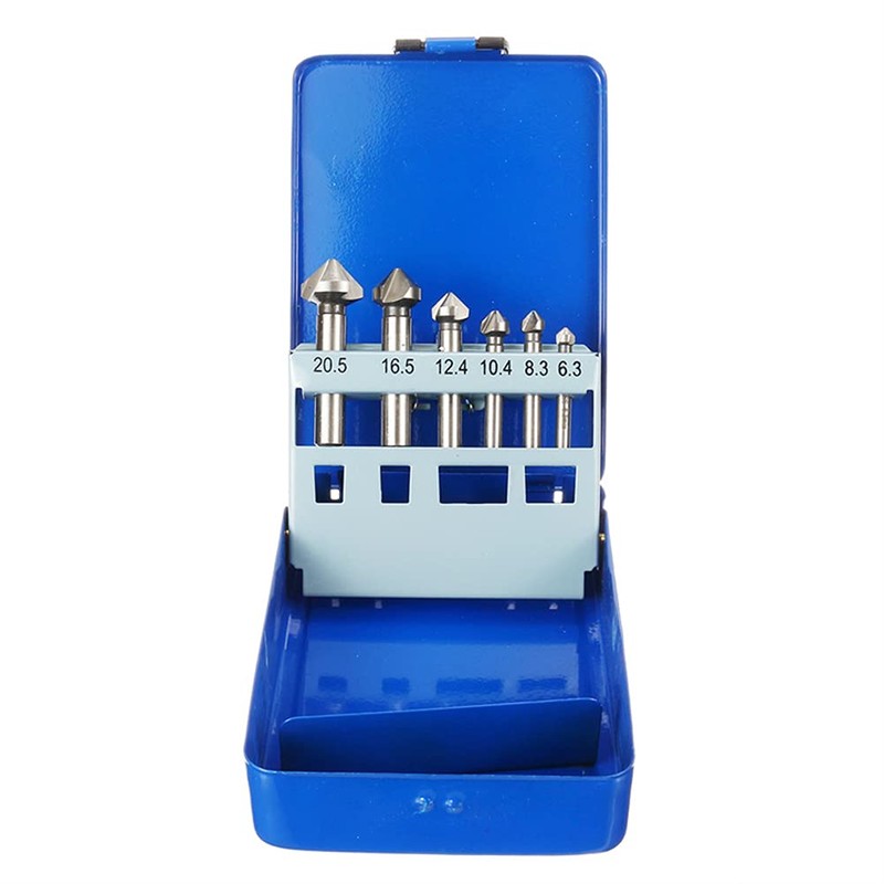 Ticfox 6pcs HSS 90 Degree Countersink Drill Bits Set Metal