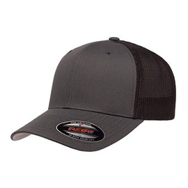 Flexfit unisex adult Trucker Mesh Fitted - 2-tone Cap, Charcoal/Black, One Size US