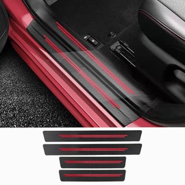 TACOPETS Door sill Protector, Door sill Scratch Protection (for All car Models) Door sill Protector（4PC red）